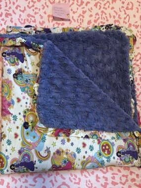 Posh Peanut Reversible Purple Minky Blanket with Colorful Groovy Barbie Print